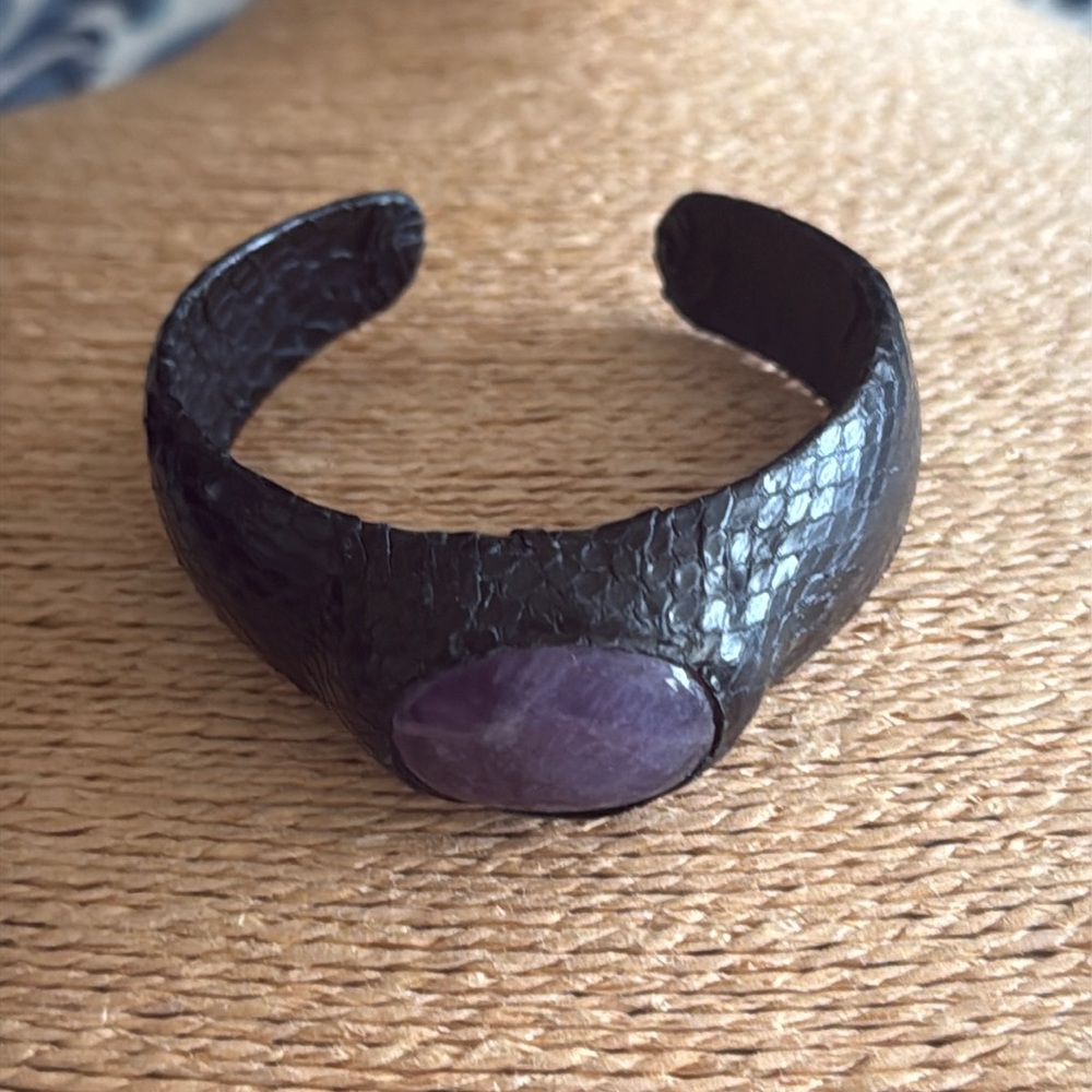 Amethyst cabochon snake cuff handmade beautiful piece